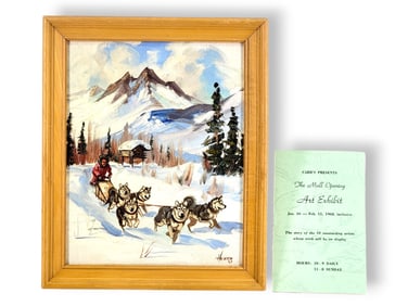Ellen Henne Goodale Original Painting of a Sled Dog Team