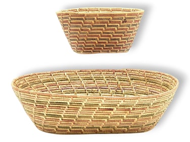 Yup'ik Coiled Grass Oval Baskets - Rachael Smart