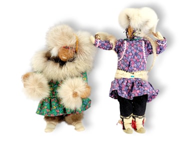 Yupik Cottonwood, Fabric, Fur & Beaded Dolls - Shelly M. Chamberlain & Other