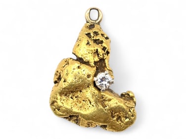Alaskan Gold Nugget & Diamond Pendant
