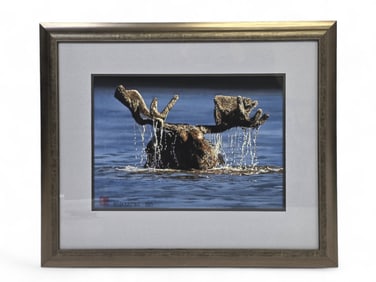 Byron Birdsall Watercolor Painting of a Bull Moose