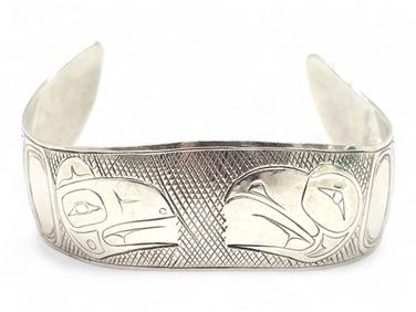 A Tlingit Love Bird Silver Cuff- Jenny Lyn Smith