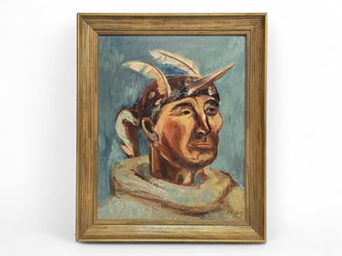 Claire Fejes "Achicha in Loon Hat" Oil Portrait