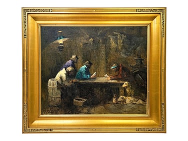 Eustace P. Ziegler "Doing Cessment Work" Oil Painting