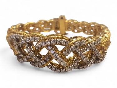A Mid-Century 18k Gold & Diamond Bracelet - Boucheron Style