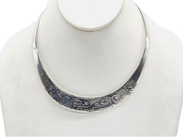 Tlingit Sterling Silver "Lovebirds" Collar Necklace - Brian Chilton