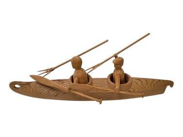 An Inupiaq Wood Bidarka Hunter Diorama - Willie Afgiak
