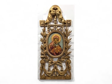 Large & Elaborate Orthodox Icon of the Virgin Mary & the Christ Child