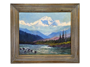A Large Jeanne Laurence Oil Painting of Mount McKinley