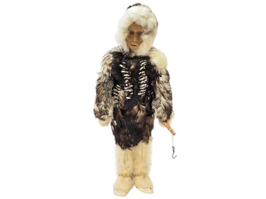 Chevak Hunter Doll w/ Birdskin, Feathers & Seal Fur - Mary Nash
