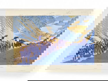 Fred Machetanz "Reaching the Pass" Iditarod Winning Musher Signed Lithograph