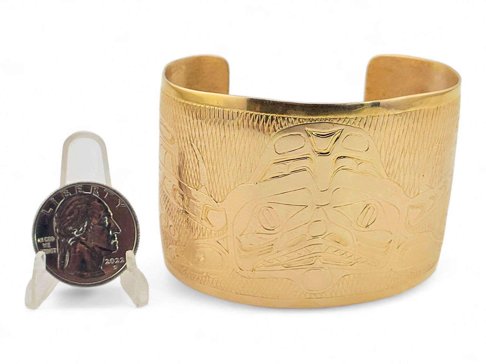 Massive Solid Gold Tlingit Cuff- Gene Chilton - 9