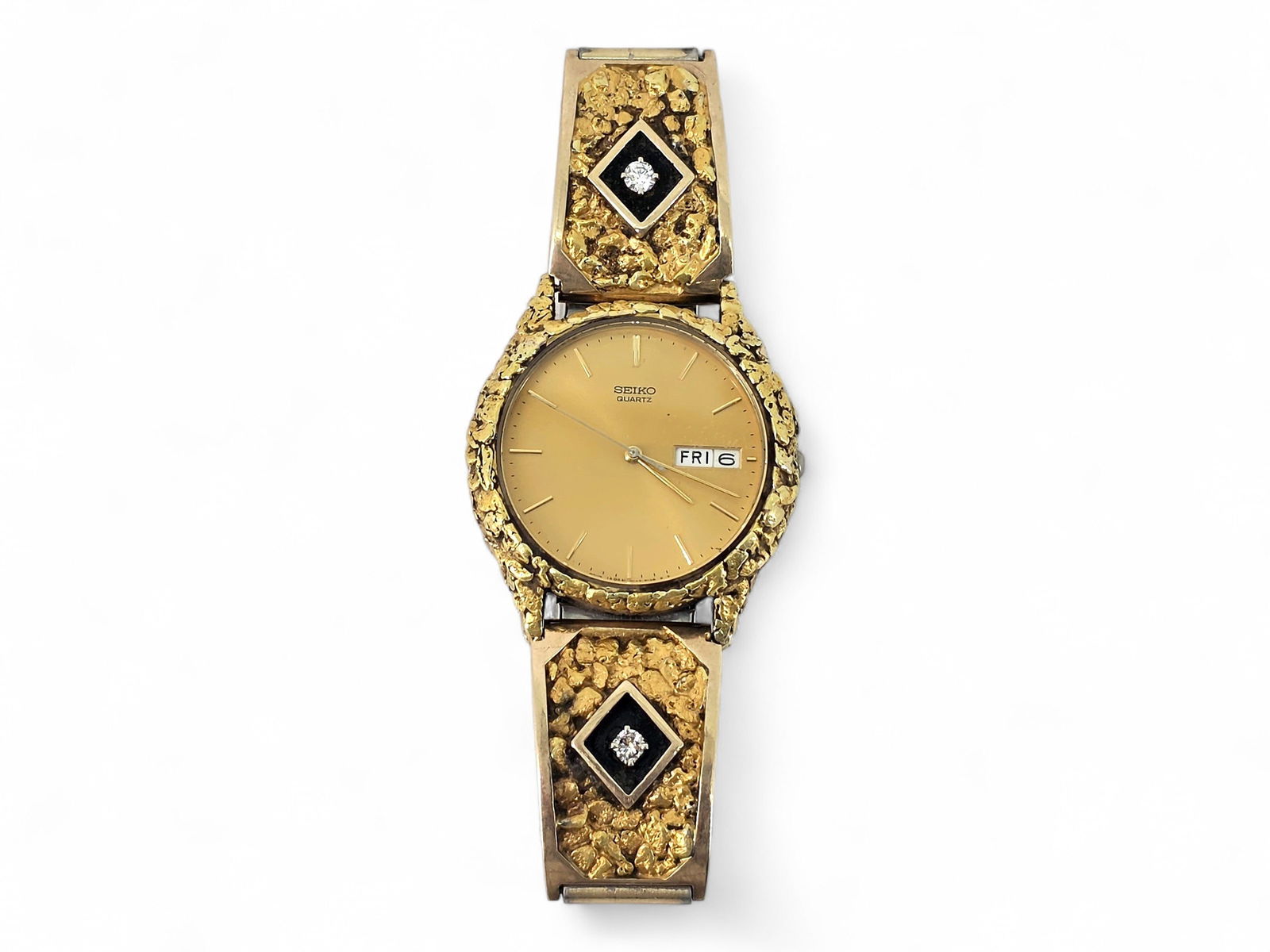 Gents Alaskan Gold Nugget & Diamond Wristwatch (1 of 8)