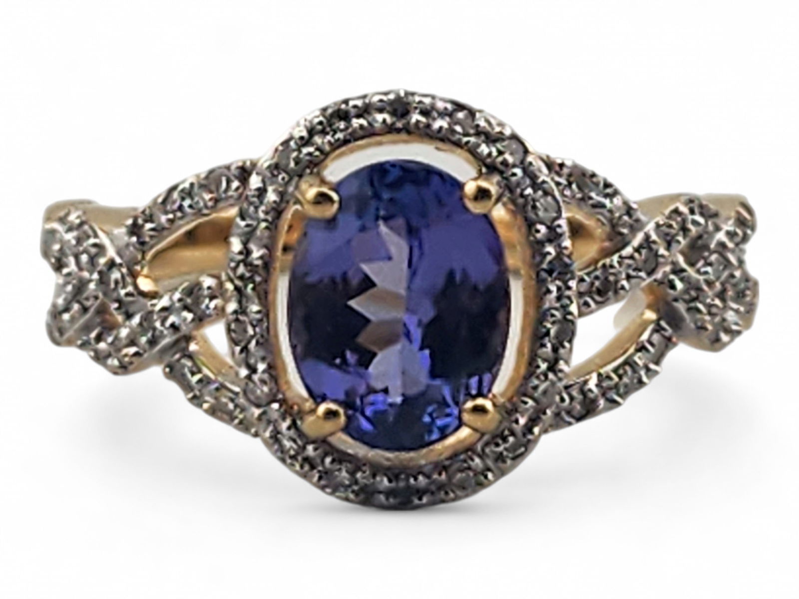 18k Yellow Gold Tanzanite & Diamond Ring (1 of 7)