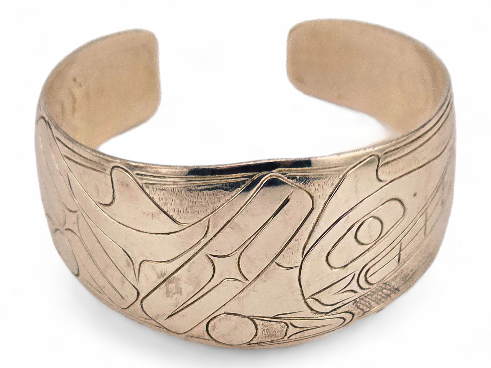 Northwest Coast Sterling Silver Formline Cuff Bracelet - Edgar Charlie (1 of 8)