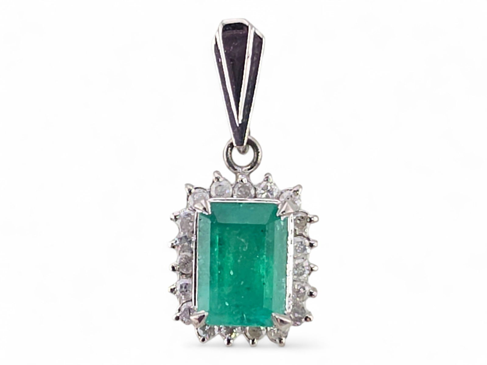 Emerald & Diamond Pendant in Platinum (1 of 6)