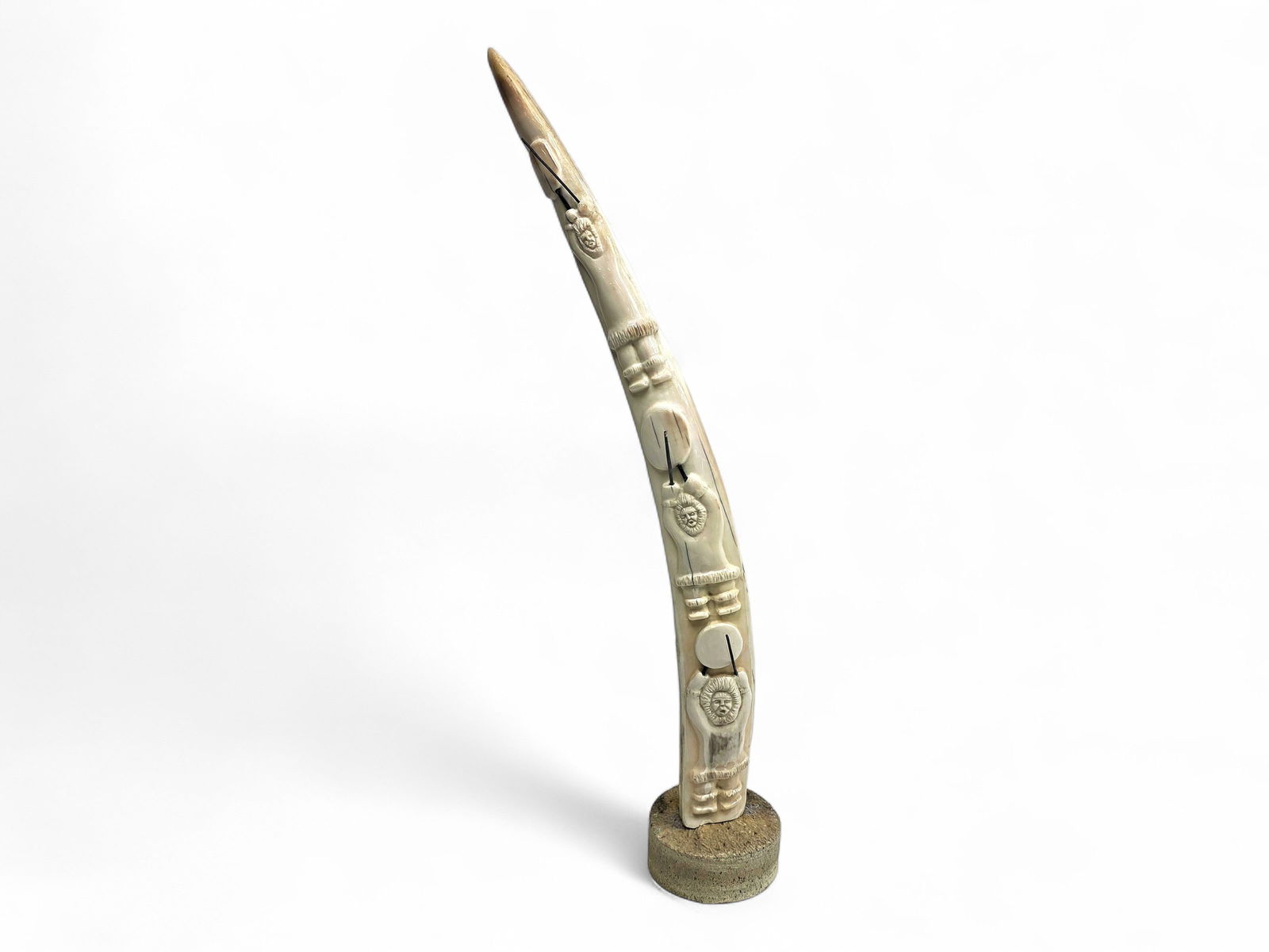 Walrus Tusk Drummer Totem w/ Baleen Accents on Fossilized Bone Base (1 of 10)