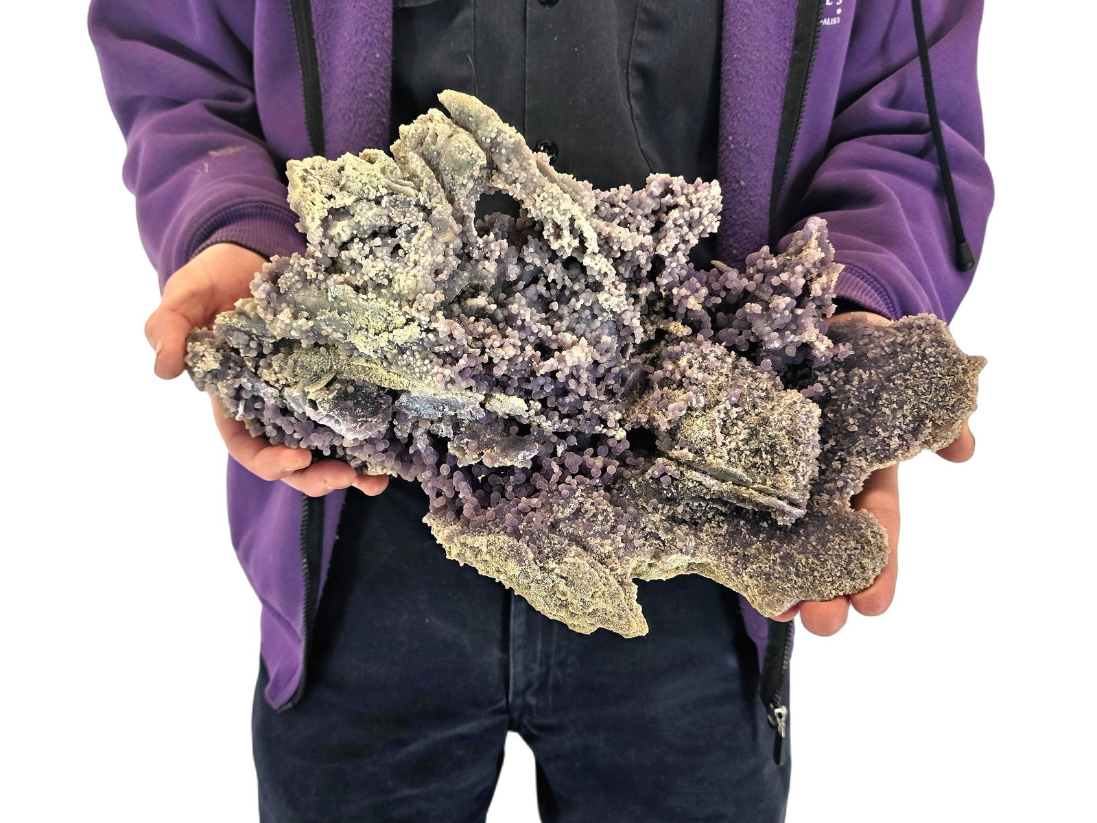 Large West Java Grape Agate Crystal Cluster – 8.8 lbs: A stunning and unusually large specimen of grape agate from the famed deposits of West Java, Indonesia, celebrated worldwide for producing the finest examples of this remarkable mineral. Composed of c
