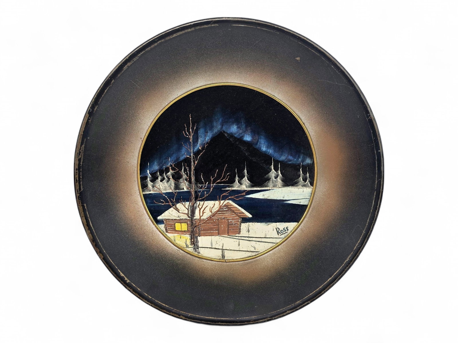 Bob Ross Alaskan Gold Pan Oil Painting of a Winter Cabin (1 of 9)