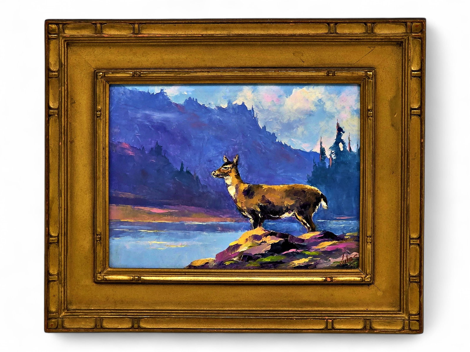 Jules B. Dahlager "An Early Visitor" Oil Painting of Sitka Blacktail Deer (1 of 6)