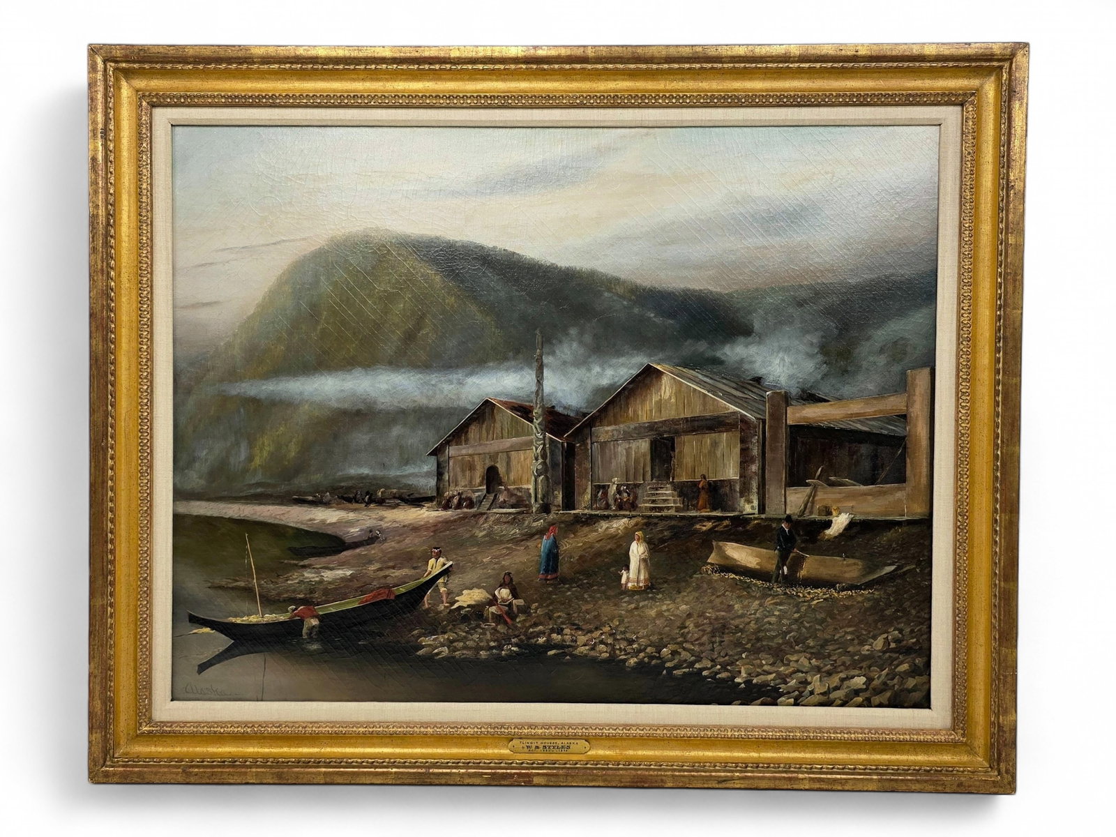 Walter B. Styles "Tlingit Houses, Alaska" Oil Painting (1 of 10)