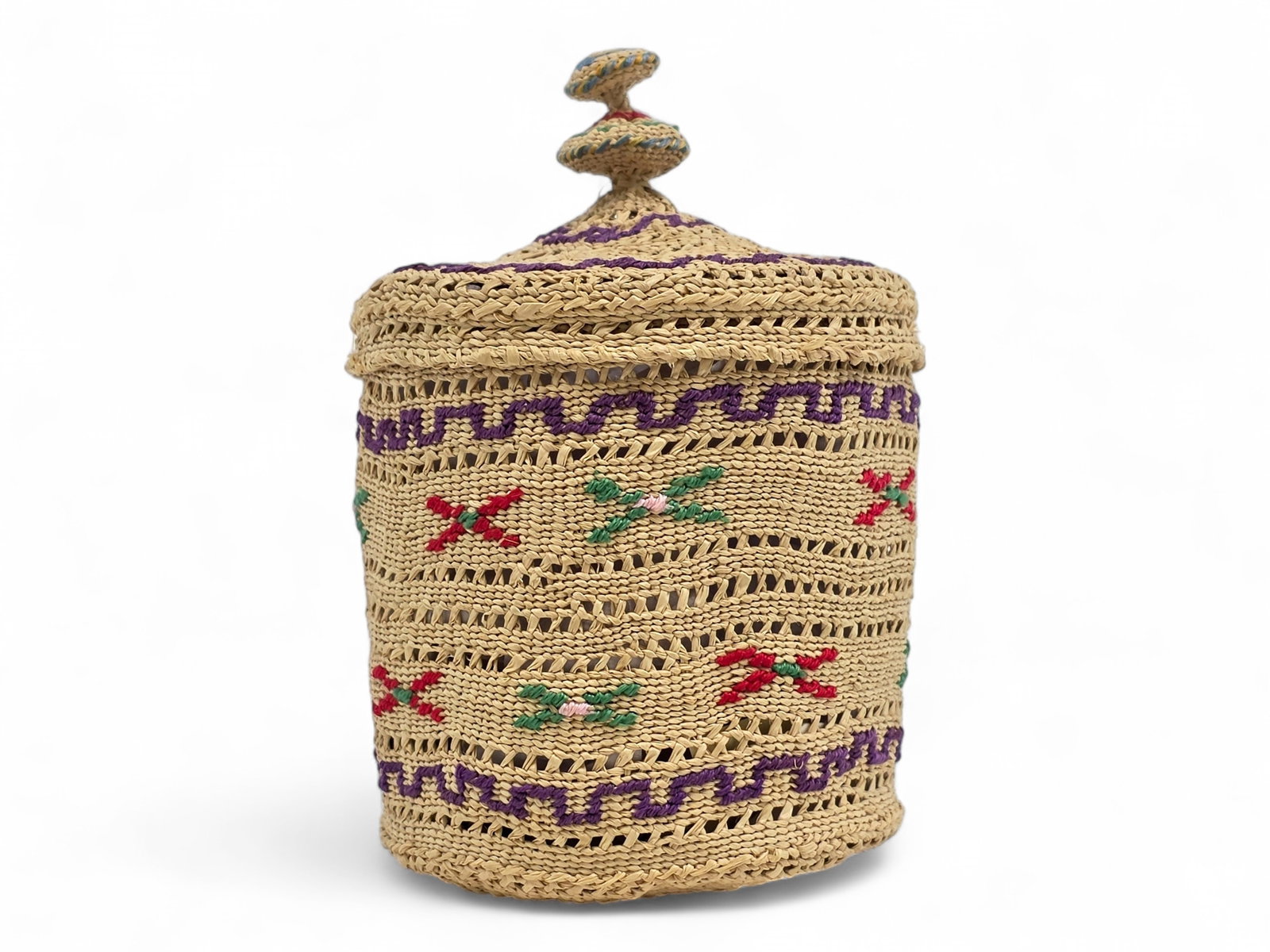 Colorful Attu Aleut Twined Basket by Sophie Pletnikoff (1 of 6)