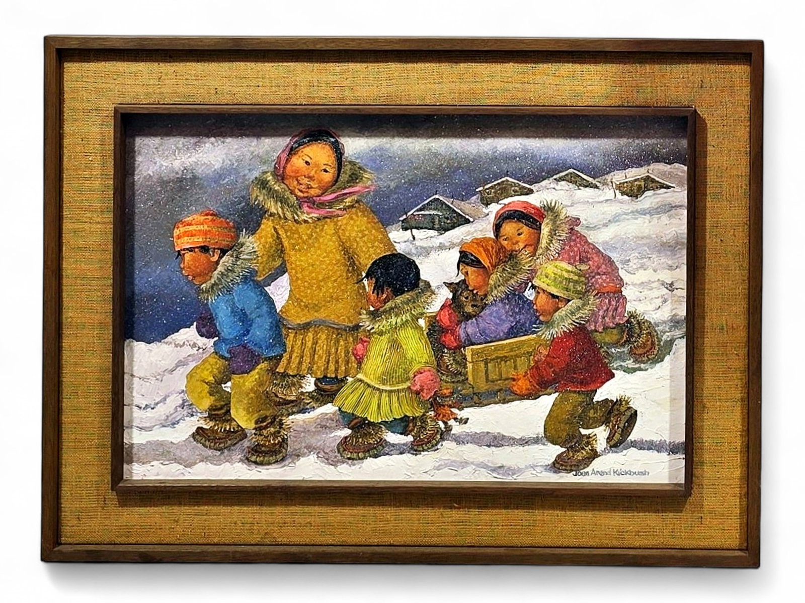 Joan Arend Kickbush Elaborate Large Format Winter Scene Oil Painting (1 of 5)