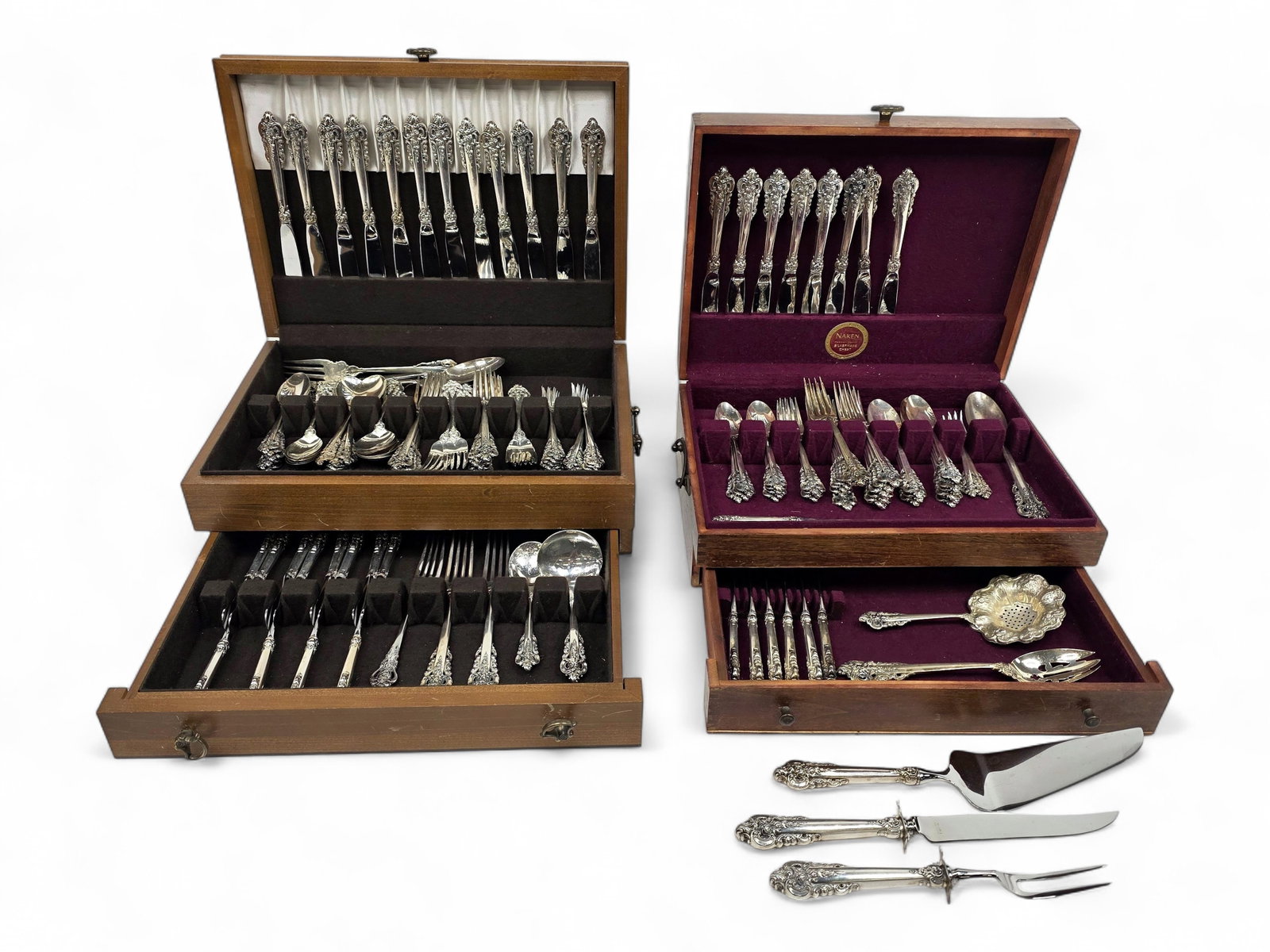140pc Wallace Grand Baroque Pattern Sterling Silver Flatware Collection (1 of 20)
