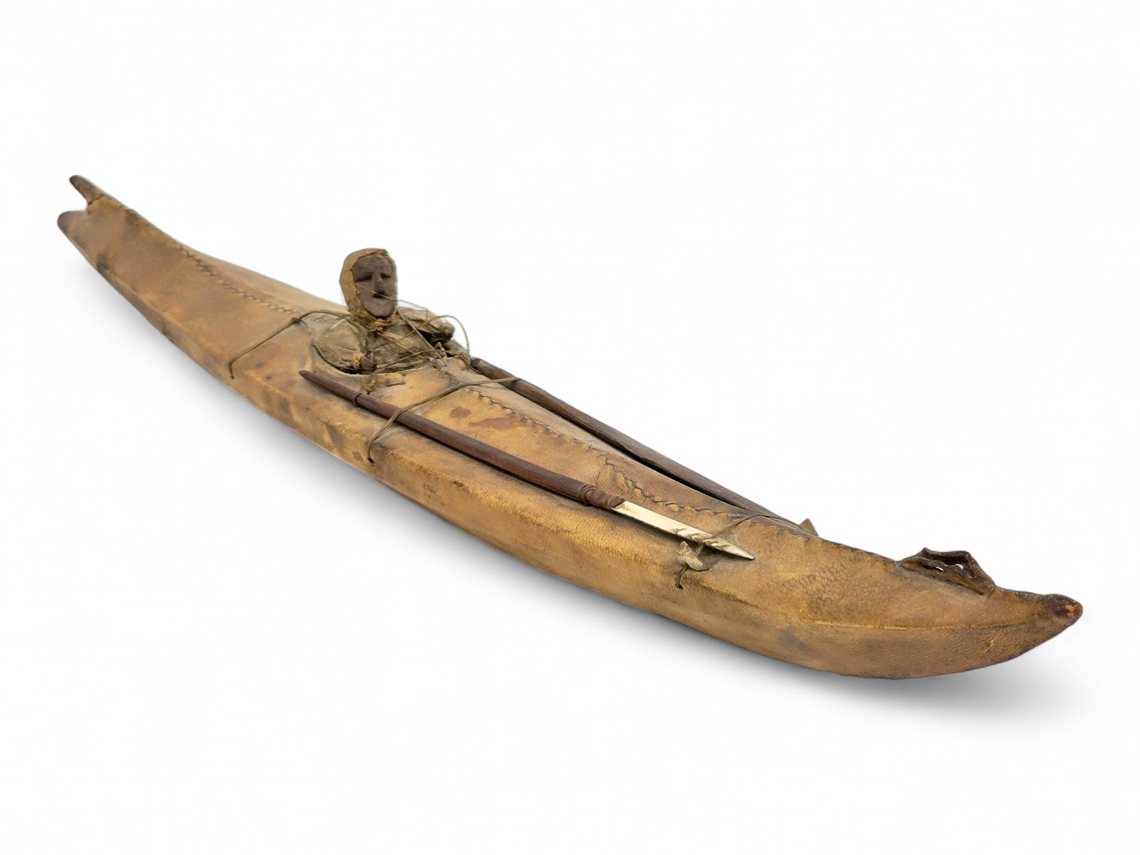 Late 19th Century Eskimo Kayak Model with Hunter (1 of 8)
