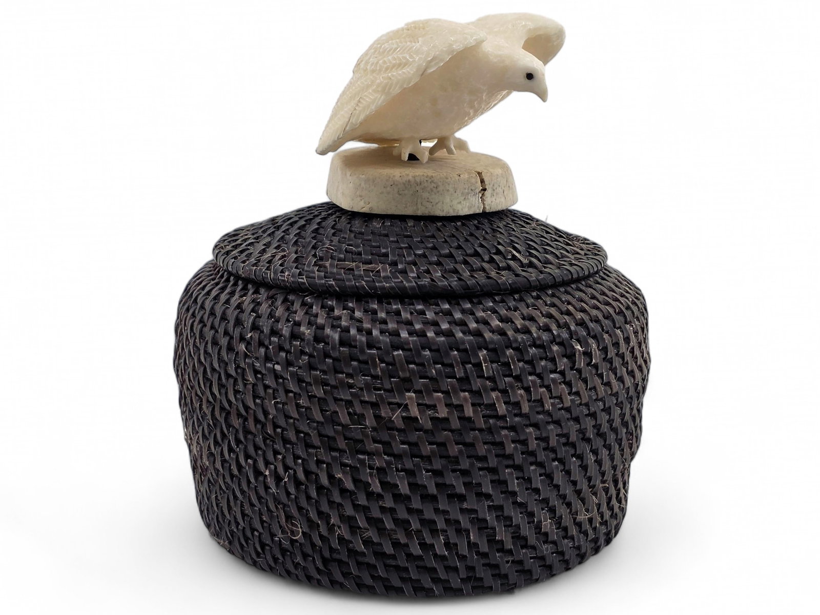 Inupiaq Baleen Basket w/ Eagle Finial - Marilyn Hank Otton (1 of 10)