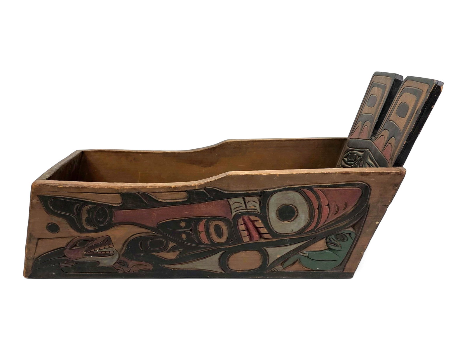 Kwakwaka'wakw Northwest Coast Painted Cedar Cradle Carrier (1 of 10)