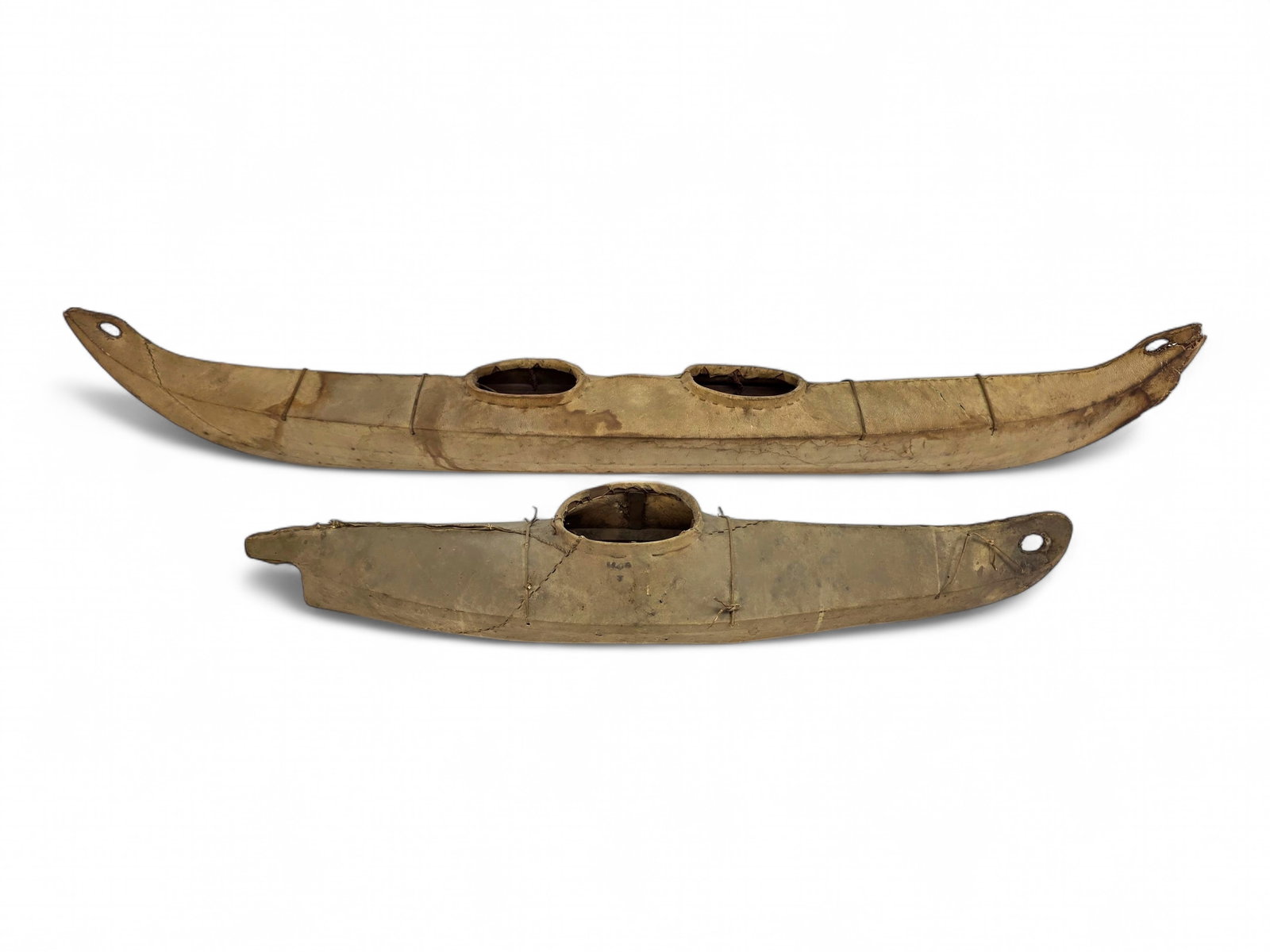Pair of Vintage Alaska Native Eskimo Skin Kayak Models (1 of 14)