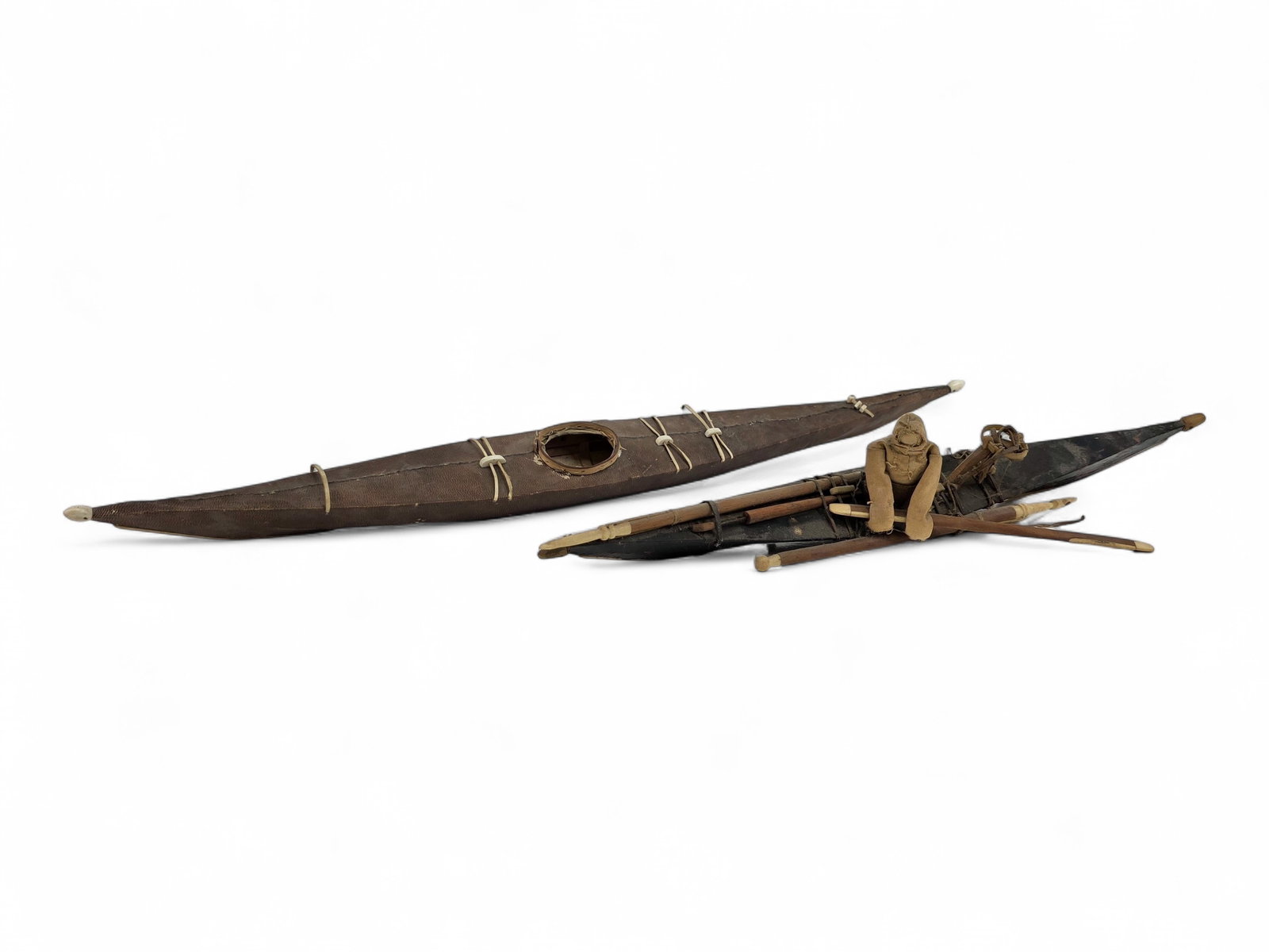 Pair of Early 20th Century Alaska Native Skin Kayak Models (1 of 11)