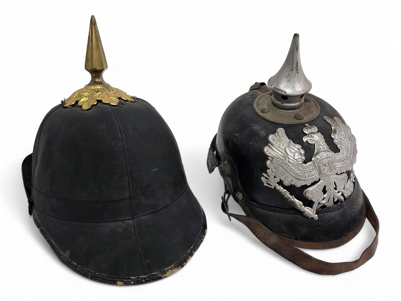 Prussian Pickelhaube Helmet & Odd Fellows Patriarchs Militant Helmet (1 of 13)