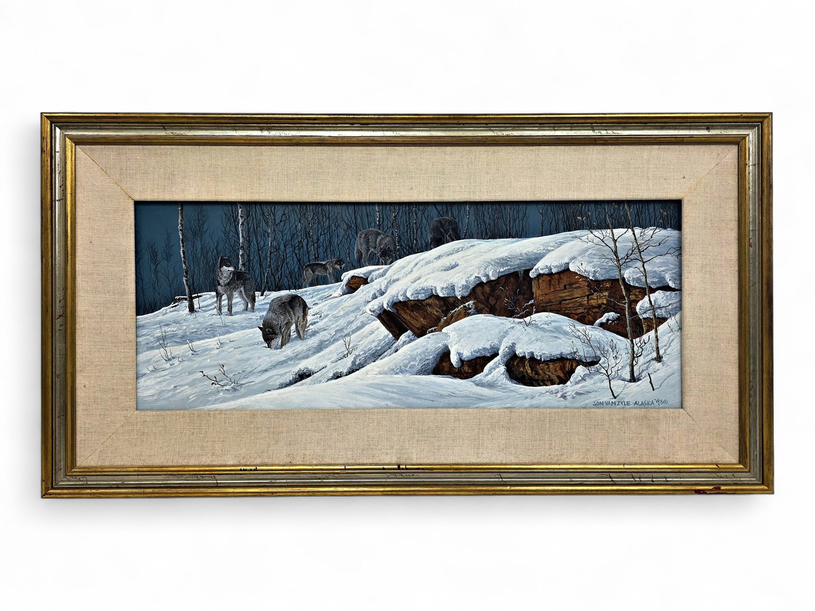 Jon Van Zyle "Discovery" Acrylic Painting of Wolf Pack (1 of 13)