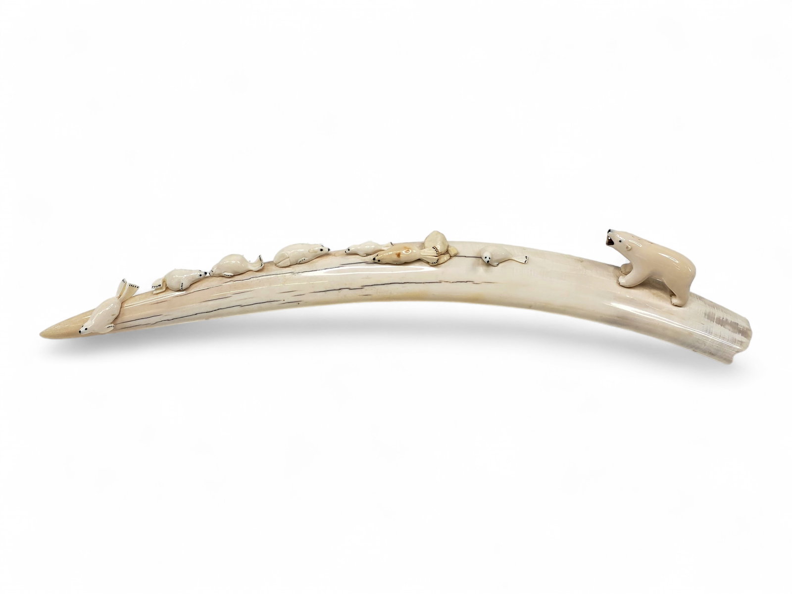 Arctic Seal Hunt Walrus Tusk Sculpture - Brian Kulik (1 of 11)