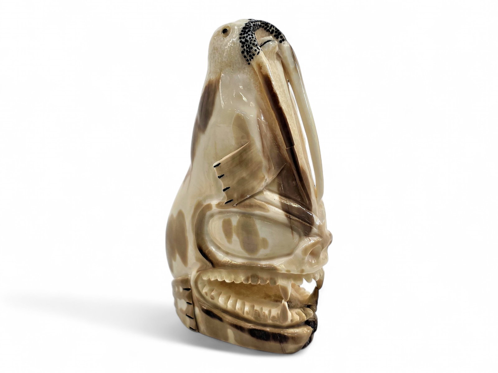 Transformation Spirit Figure of Walrus & Yua in Mineralized Walrus Tusk (1 of 10)