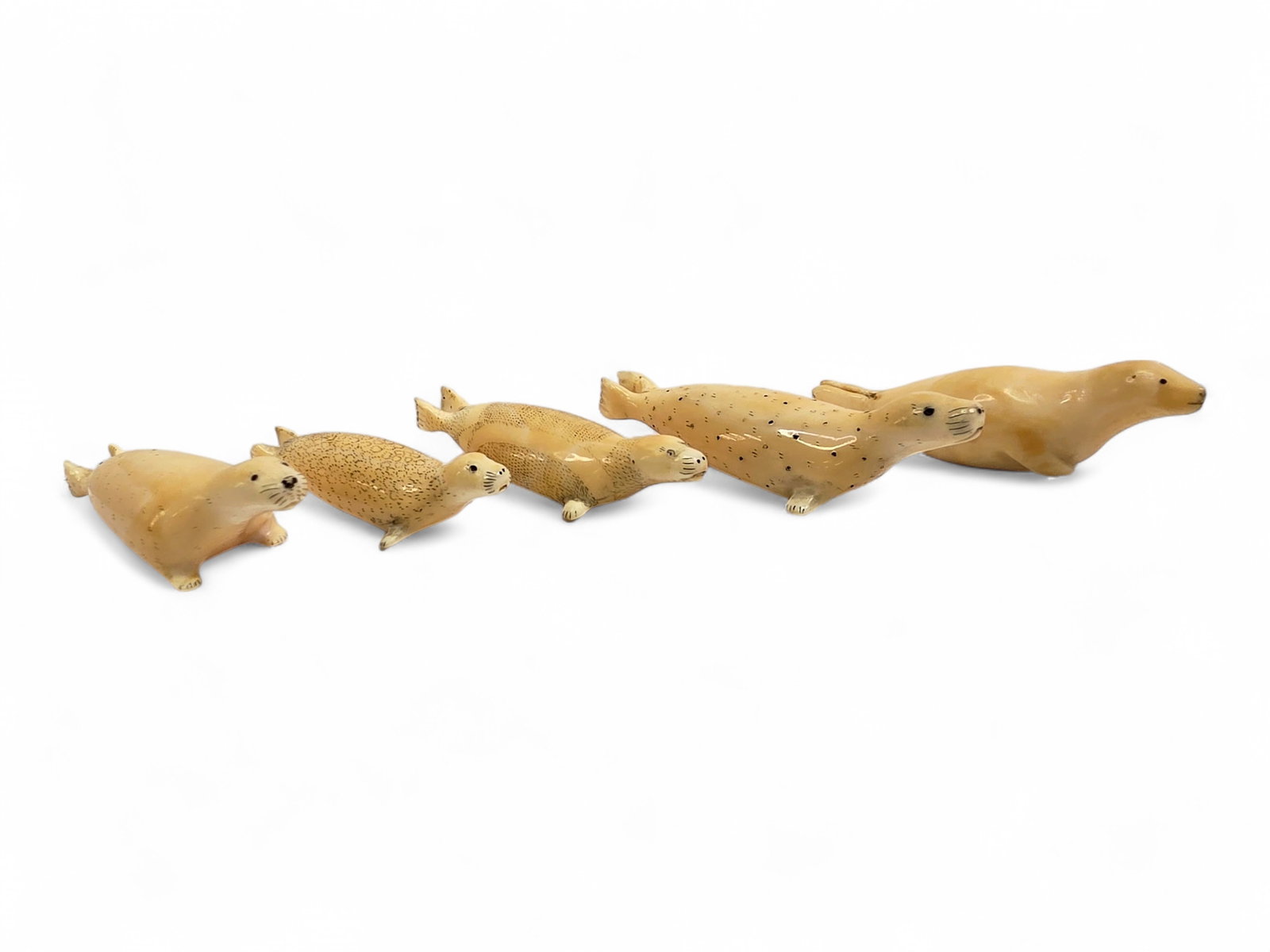 Collection of Five Early Eskimo Seal Carvings (1 of 14)
