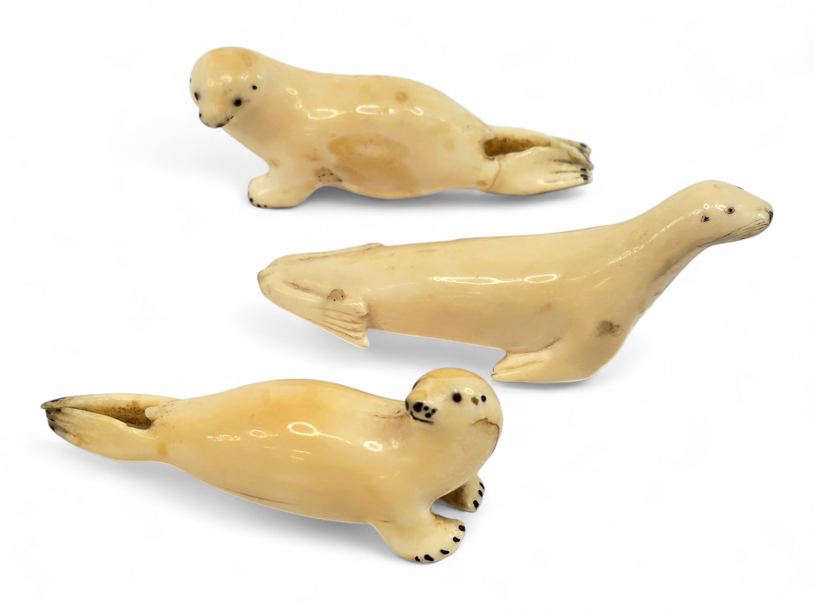 Early Eskimo Walrus Tusk Seal & Sea Lion Carvings (1 of 13)