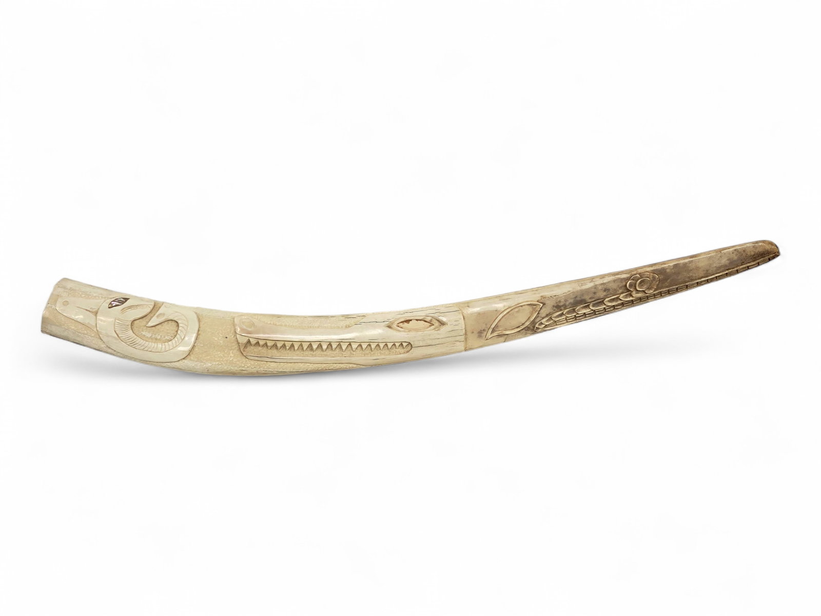 Large Northwest Coast Style Relief Carved Walrus Tusk (1 of 13)