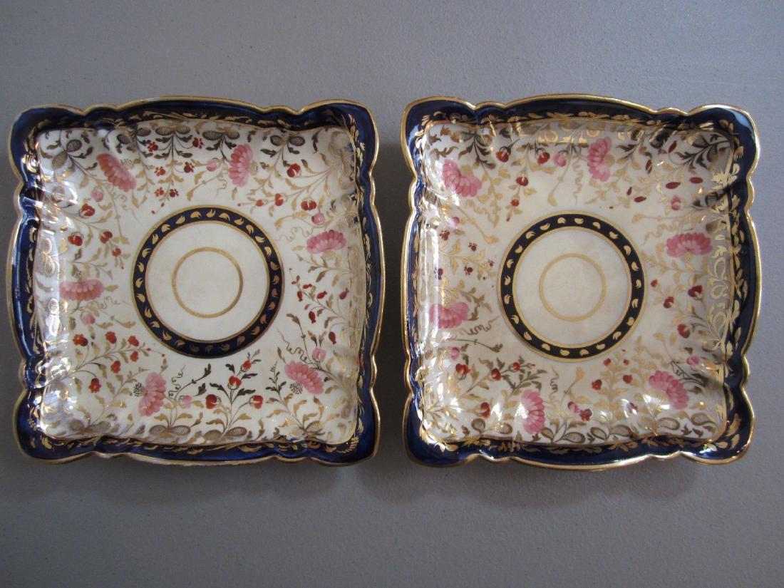 Pair of Square Floral Fine China Dishes, Gold Trim: Stock # A1807 - Pair of Square Floral Fine China Dishes Gold Trim Pink and Red Flowers Similar to Limoges, but not marked Please see all photos. Approximately 8.25" square x 1.625" high