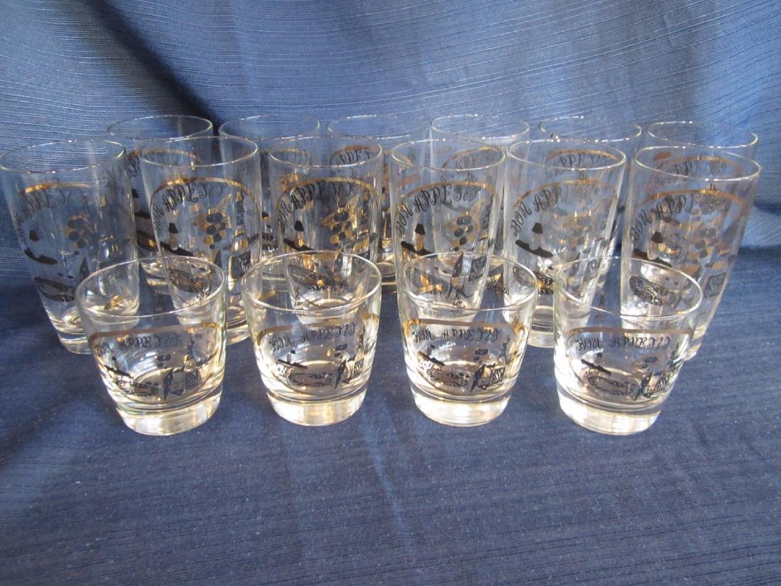 Set of 16 Vintage MCM "Bon Appetit" Glasses (1 of 12)