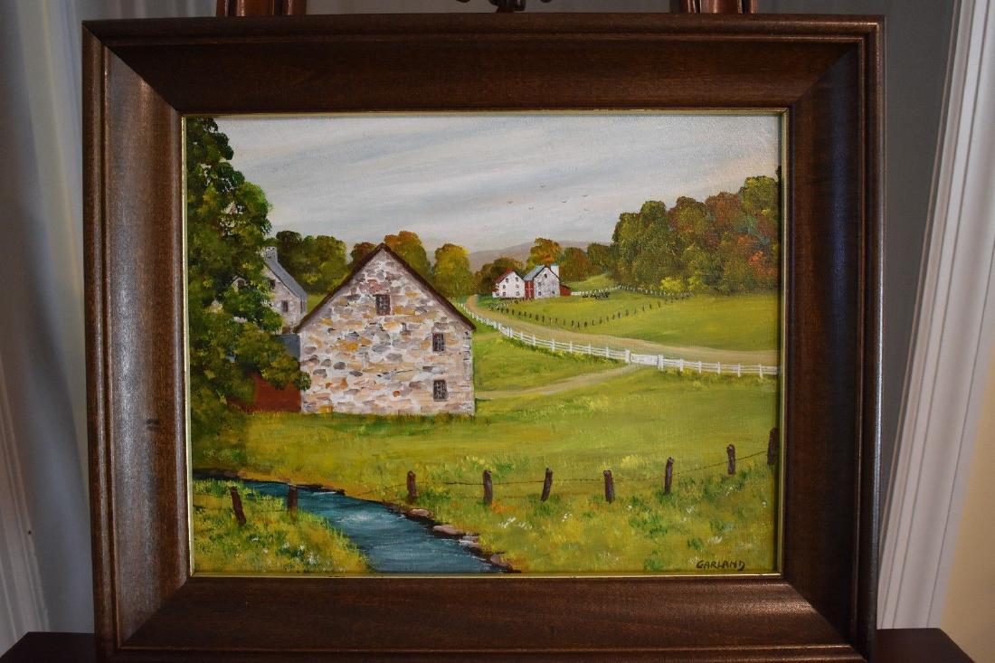 Oil on Board Landscape Painting by Charles Garland: Stock # A2824 - Original Oil on Board Landscape Painting by Charles Thomas Garland Wood Frame Signed in the bottom right corner and stamped on back Painted by renown artist Charles Thomas Garland of P