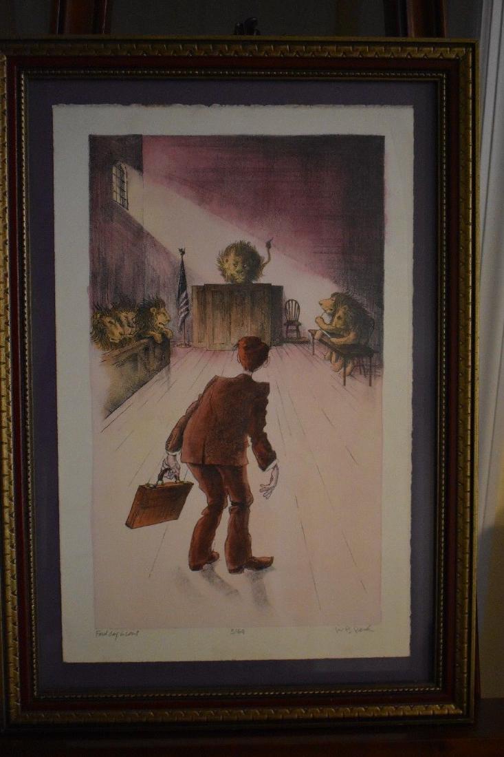 W. B. Park Hand-Signed Limited Edition Color Print: Stock # A2961 - W. B. Park Hand-Signed Limited Edition Color Print "First Day in Court" Limited Edition Number 3 of 44 Framed and matted under glass Hand-Signed in Pencil by the Artist Framed print is
