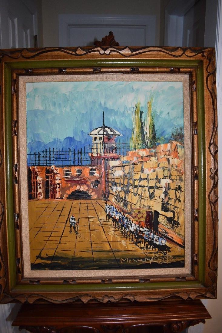 Morris Katz Painting - The Wailing Wall - Framed: Stock # A2970 - Morris Katz Painting "The Wailing Wall" Very bright and rich colors. Solid wood frame. Both the painting and the frame are in excellent condition! Frame is approximately 26.0" wide x 3