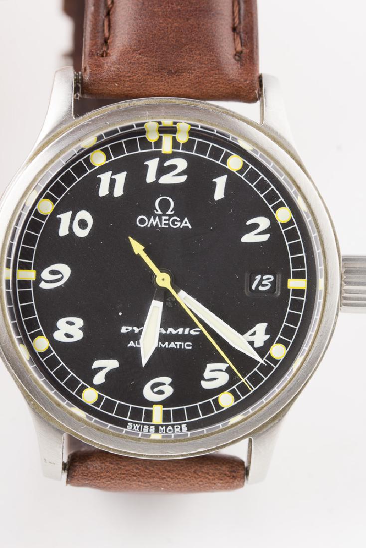 OMEGA Dynamic Automatic Wristwatch: OMEGA Dynamic Automatic with date window at 3 position. Stainless steel case and bezel. Luminescent Arabic numerals and hands with center mounted sweep second hand. 36mm case, 18mm lugs. Omega brown l