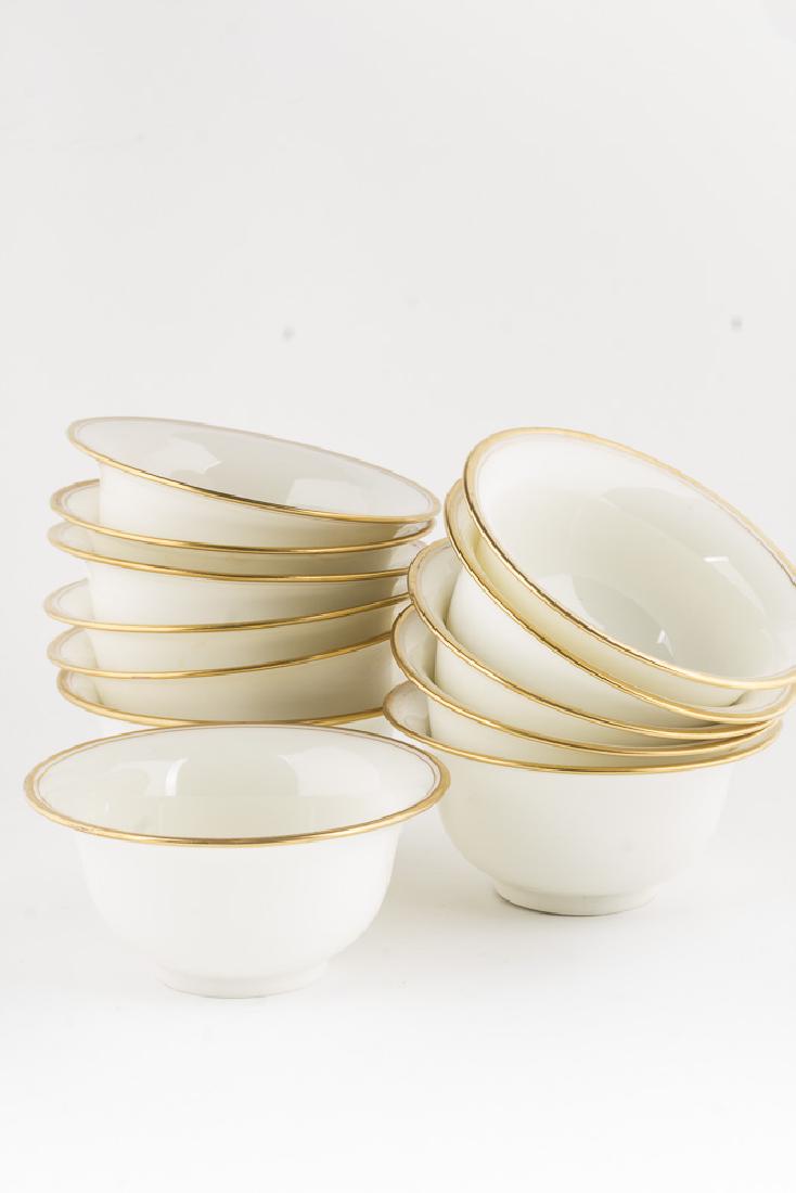 12 Lenox Sherbet Dessert Dishes: 12 Lenox Sherbet Dessert Dishes, Gold rim. 4 1/8in rim diameter x 2in height. 1224g