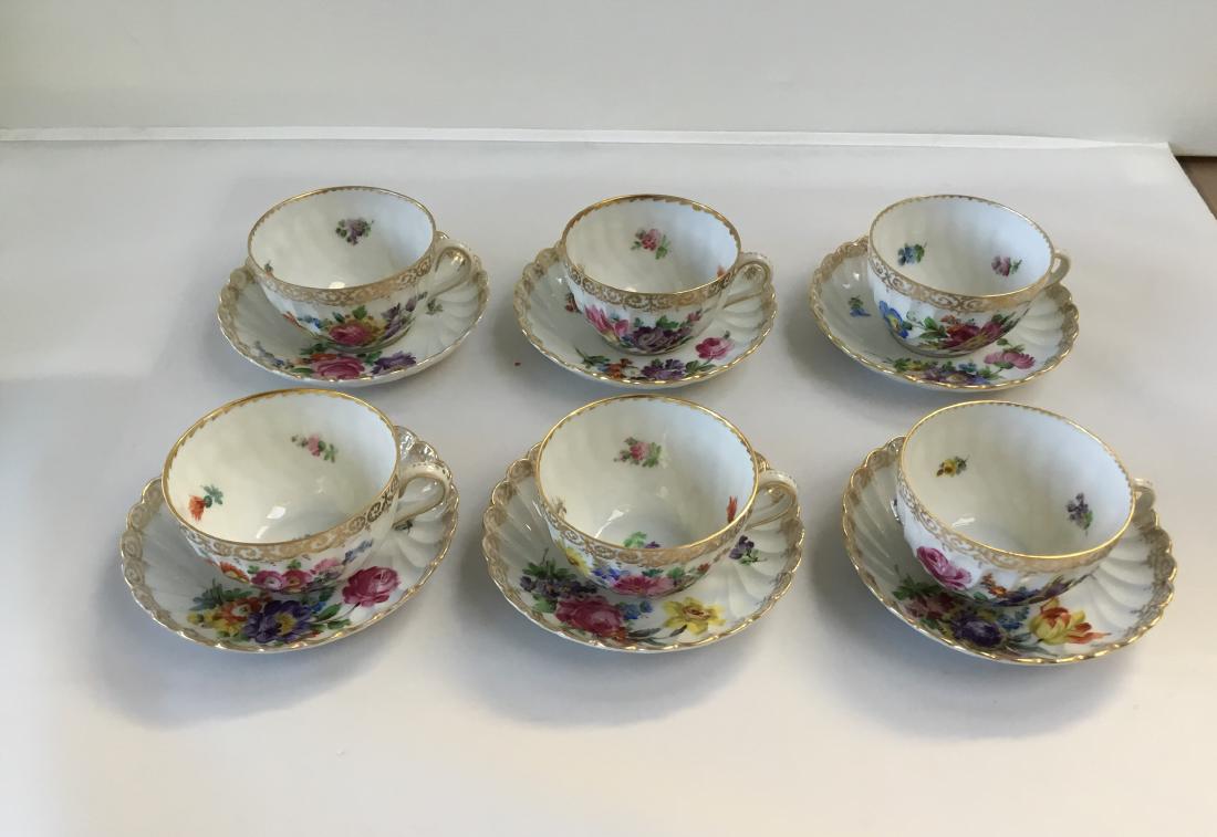 SET OF 6 HAND PAINTED DRESDEN TEA CUPS (1 of 3)