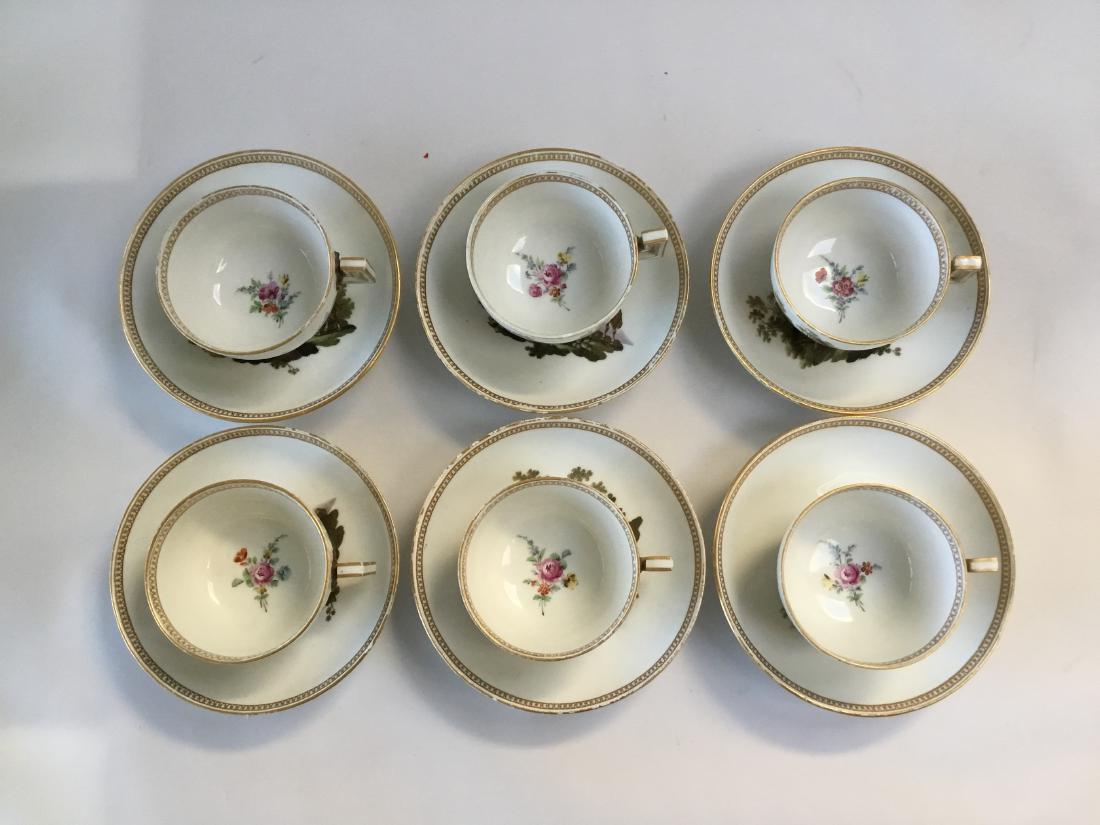 SET OF 6 HAND PAINTED MEISSEN TEACUPS with CROSSED (1 of 4)