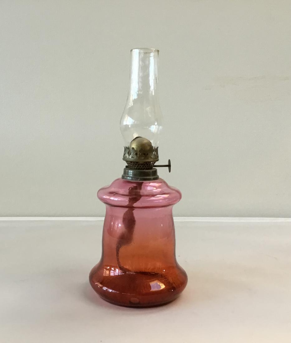 CRANBERRY MINIATURE OIL LAMP NO SHADE